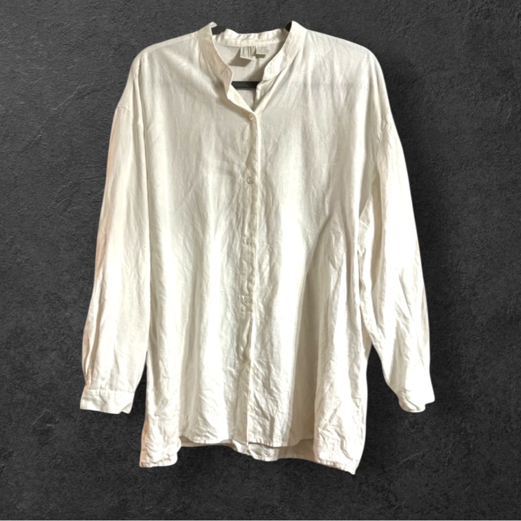 Vintage Clifford And Wills White Long Sleeve Button Down 100% Linen Size 2x